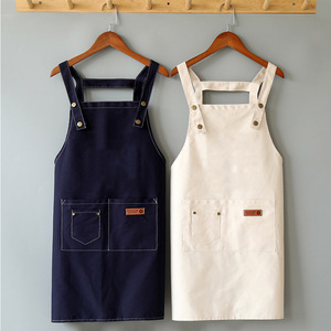 Canvas Bib <b>Apron</b> for <b>Men</b> Women Work Kitchen Cafe Nail Salon Custom Logo Printing - Product Image 3