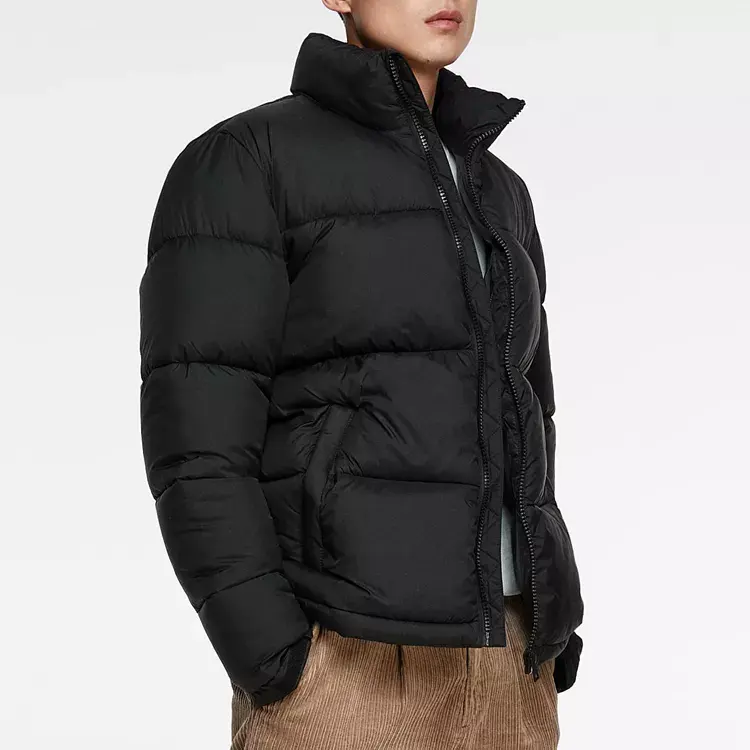 Custom Men' s Logo Cotton Puff Jaket Designer Winter Bubble Padded Coat Down Black Polyester Outdoor Puffer Jacket For Men