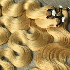 LINU Blonde Virgin Vietnamese Human Hair Extensions Wave Bundle with for Lace Base 250% Density Long Length 300gr for Women - Product Image 1