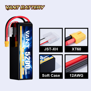 بطارية VANT FPV ليثيوم بوليمر 5200 مللي أمبير 100C 6S 22.2 فولت لطائرات التحكم عن بعد والطائرات بدون طيار - Product Image 3