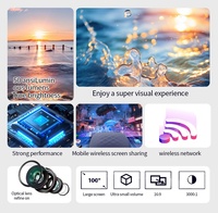 Mini projecteur portable LED M5 avec fonction de mise en miroir d'écran WIFI et support, pour home cinéma et cadeau original pour enfants