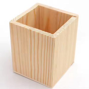 Logo personnalisé imprimé rond carré en bois organisateur de bureau mode belle conception porte-crayons par croissant artisanat - Product Image 2