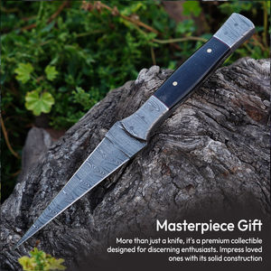 Cuchillo Skinner Burraq Personalizado Hecho a Mano OEM/ODM de Acero de Damasco de 10 Pulgadas y 2 mm de Grosor con Mango de Resina y Funda de Cuero para Camping - Product Image 6