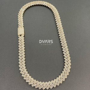 Chaîne cubaine en diamant moissanite glacé VVS de 12 mm, argent 925, coupe brillante, luxe, plaqué or 18 carats, collier hip hop Miami, cadeau - Product Image 2