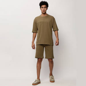 2025 New 100% Cotton Summer T-Shirt <b>Shorts</b> Set Breathable Spray-Dye Wash Water Make <b>Vintage</b> Personalized Beathable for Summer - Product Image 1