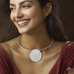PRAO Handmade Anti-Tarnish Silver Plated Hasli <b>Necklace</b> <b>Set</b> with Earrings Fashion Jewellery for Women for <b>Wedding</b> and Party - Product Image 1