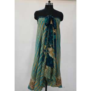 Style Vintage pour femmes vêtements d'été jupe portefeuille en soie longue réversible 2 couches taille magique Wrap Saree maillots de bain Style à la mode - Product Image 5