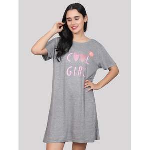 Evolove Camisón corto informal de verano para mujer, 100% algodón, jersey estampado, largo hasta la rodilla, suave (gris melange) - Product Image 6