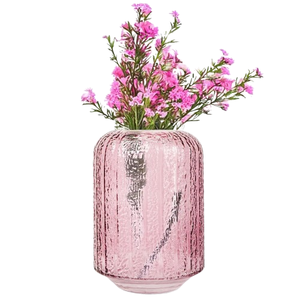 Jarrones de Cristal en Forma de Tarro Rosa para Decoración de Bodas y Fiestas Con las Medidas de 24x18 Cm a Precios Mayorista - Product Image 1