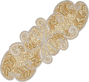 Christmas Decorative and Leaves Design Beaded <b>Runner</b> Placemat <b>Dining</b> <b>Table</b> Fancy Mat Handmade Decorative <b>Runners</b> for Wedding - Product Image 1