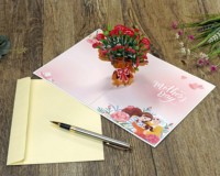 Nouvelle carte pop-up à fleurs 3D avec cadeau au design personnalisé pour maman le jour de la fête des mères fournisseur du Vietnam en gros
