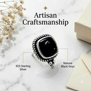 Boucles d'oreilles en argent sterling et onyx noir, clous d'oreilles faits main en forme de coussin, bijoux minimalistes en pierres précieuses - Product Image 3