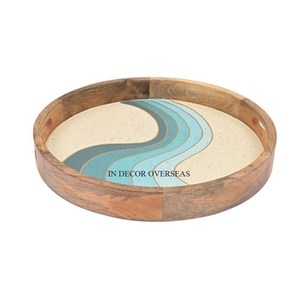 ที่จับลายดอกไม้ชุบทองมีความต้องการมากที่สุดสำหรับรูปทรงโค้งมาตรฐานถาดเสิร์ฟไม้คุณภาพสูง - Product Image 6