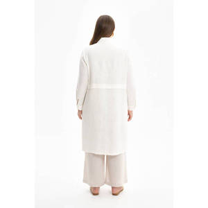 ผ้าลินินทอ 100% ขอบสีเอครู ระบายอากาศได้ดี สีพื้น - Product Image 4