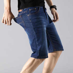 Short d'été à séchage rapide pour hommes, pantalon en denim cinq quarts coupe ajustée, pantalon mi-long à jambe droite tendance-Vente en gros - Product Image 3