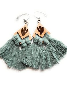 Boucles d'oreilles tissées à la main macramé fil de coton feuille frange gland boucles d'oreilles bijoux de mariage femmes accessoires OEM - Product Image 1