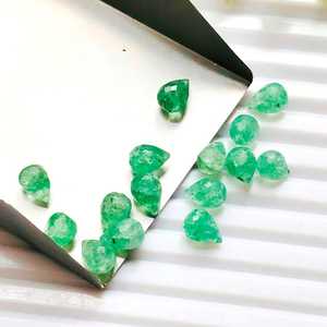 Natural Green Strawberry Quartz Loose Gemstone Micro Faceted Teardrop Side Drill Gemstone 6x8mm - Product Image 6