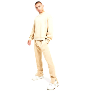 Haute qualité hiver grande taille solide coton polaire tissu hommes survêtements Durable à manches longues élégant O cou coupe-vent - Product Image 1