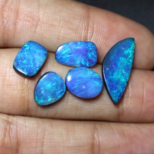 โอปอลไฟสีน้ำเงินธรรมชาติ5ชิ้นโอปอลแบบคู่ขนาด10X7MM 20X8MM - Product Image 1