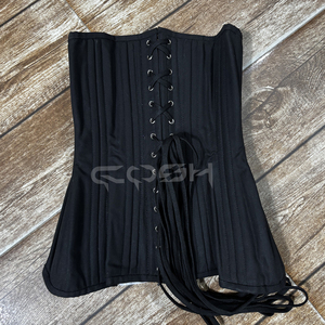Corset sous-poitrine en coton noir avec logo personnalisé, compression élevée, gaine de mise en forme pour la taille |   Approvisionnement en gros disponible - Product Image 6
