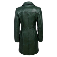 Manteau long vintage en denim en cuir d'agneau élégant pour femmes, couleur personnalisée, séchage rapide, respirant, vêtements d'extérieur d'hiver, fermeture éclair, trench