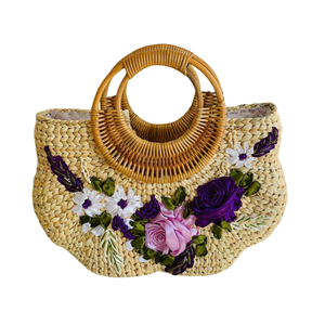 Sac à bandoulière vietnamien en paille tissée à la main-Sac à main de plage vintage chic et écologique pour femme (99 données dorées) - Product Image 2