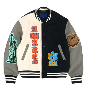 Chaqueta de béisbol con estampado personalizado de alta calidad Unisex, chaqueta de invierno de talla grande transpirable de punto con soporte bordado de estilo Letterman americano - Product Image 1