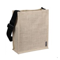 Conception personnalisée écologique sac de messager en jute léger réutilisable recyclable sac de conférence taille portable conception de logo