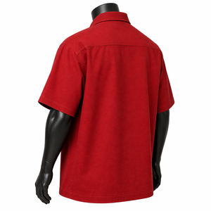 Camisa Oversize Personalizada para Hombre con Cremallera, Manga Corta, Corte Holgado, Estilo Urbano, Estampado de Logotipo Grande, Color Rojo, Venta al por Mayor OEM - Product Image 5