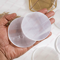 Plaque Ronde en Sélénite Blanche Polie Lisse de 3 Pouces, Qualité AAA Écologique pour la Méditation, la Recharge et la Purification