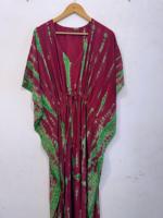 Belle décontractée cravate teinture caftan crêpe robe confortable bohème audacieux deux tons cravate teinture caftan robe main Poncho robe pour les femmes