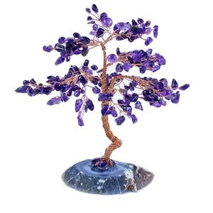 Arbre de vie en tranches de cristaux naturels, améthyste en fil d'argent, décoration Feng Shui, porte-bonheur, cadeaux de décoration - Product Image 6