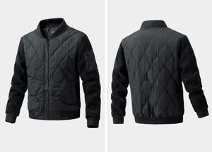 Chaqueta Casual de Invierno para Hombre, de Tela de Lona, Cálida, Cortavientos, con Cierre de Cremallera, Cuello Alto, Holgada y Moderna, de Poliéster/Nailon - Product Image 3