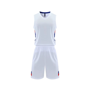 Conjunto de Uniforme de Baloncesto Personalizado, Camiseta sin Mangas con Cuello en V Blanca y Pantalones Cortos, Sublimados, que Absorben la Humedad, para Adultos - Product Image 1