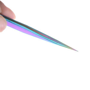 Instruments de beauté 2026, cils droits et courbés, faux cils arc-en-ciel, extension de cils, pince en acier inoxydable - Product Image 4