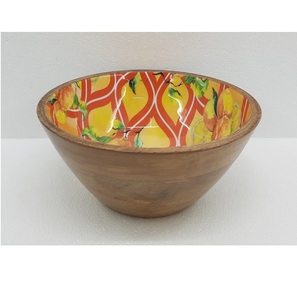 Wholesale Bulk Wooden and Meena Work Kitchenware Bowl Deluxe Quality Round Shape Solid Wood Tabletop <b>Dinnerware</b> Bowl - Product Image 1