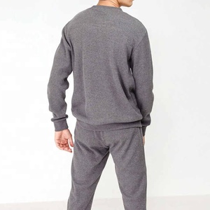 Conjunto Deportivo de Algodón Gris para Hombre, Sudadera de Cuello Redondo, Pantalones Jogger, Color Sólido, Casual, Largo Completo, Transpirable, Ropa de Otoño - Product Image 2