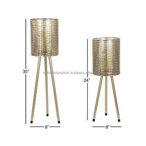 ชุดเชิงเทียนโลหะสีทองตกแต่ง2อันชุดเชิงเทียน2อันพร้อมขา K/D สำหรับวางตรงกลางโต๊ะ - Product Image 2