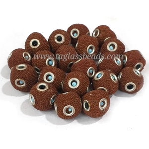 ลูกปัดการค้าวินเทจของอินเดียลูกปัดเชฟรอนของแคชมิริพร้อมหินสีทองและแก้วสำหรับทำเครื่องประดับแฟชั่น - Product Image 2