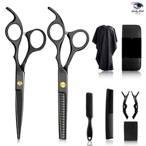 Kit de Peluquería Profesional de Acero Inoxidable para Uso Doméstico, Set de 4 Piezas con Tijeras de Entresacar y Cortar - Product Image 5