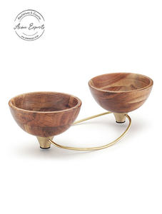 ชามแผ่นไม้สี่ส่วนทำจากไม้ยางพาราสำเร็จรูปธรรมชาติสำหรับขนมหวานและขนมขบเคี้ยวสำหรับงานปาร์ตี้ขายส่งจากโรงงาน - Product Image 3