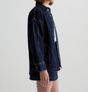 แจ็คเก็ตผ้ายีนส์แขนยาวสำหรับผู้หญิงแจ็คเก็ตยีนส์คอพับลงปรับได้อบอุ่นมีสไตล์ - Product Image 2