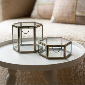 Alta calidad personalizado al por mayor pequeño oro hexágono cristal baratija anillo joyería hecha papel madera Metal collares relojes embalaje - Product Image 2