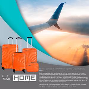 Set of 4 hard-shell <b>suitcases</b> in coral <b>orange</b> - Product Image 2