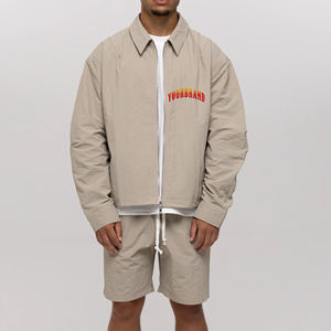 Fait sur mesure 100% Nylon froissé Taslan Plus size Zip Up Jacket & Shorts Ensemble de short en nylon Streetwear léger de haute qualité - Product Image 4