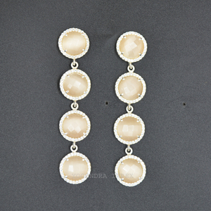 Boucles d'oreilles en argent 925 Excellente qualité Pierre précieuse naturelle Pêche Monalisa avec CZ pour anniversaire de mariage ou cadeau - Product Image 1