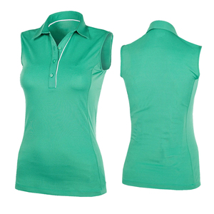 Camiseta de Golf sin Mangas para Mujer, Cuello Camisero, Corte Ajustado, Color Verde, Botones, Transpirable, Ecológica, de Secado Rápido - Product Image 3