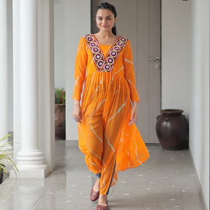open lace back dress Buy Urmul Anmol Hand Embroidered Orange Kota Doria Kurti Set For Women  Online – Okhaistore main image 1