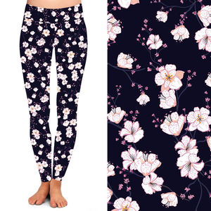 Leggings pour femmes, impression numérique, imprimé floral, taille haute, doux comme du beurre, 92% polyester, 8% élasthanne - Product Image 4