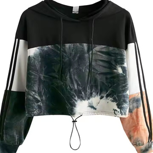 Diseño de moda, Top corto liso en blanco de Color sólido para mujer, sudaderas con capucha de doble capa de lana pesada con logotipo personalizado, MOQ bajo - Product Image 1